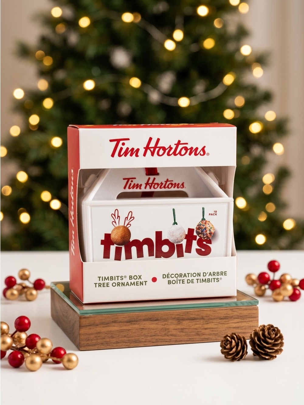 Tim Hortons Timbits Box Christmas Tree Ornament 2020 Limited Holiday Edition NIB